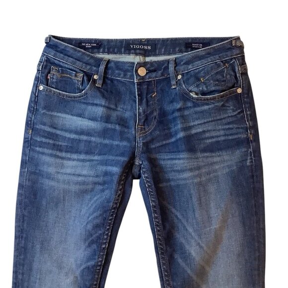 Vigoss The New York Skinny Low-Rise Stretch Jeans Size 26 Womens Blue Denim - Picture 2 of 9